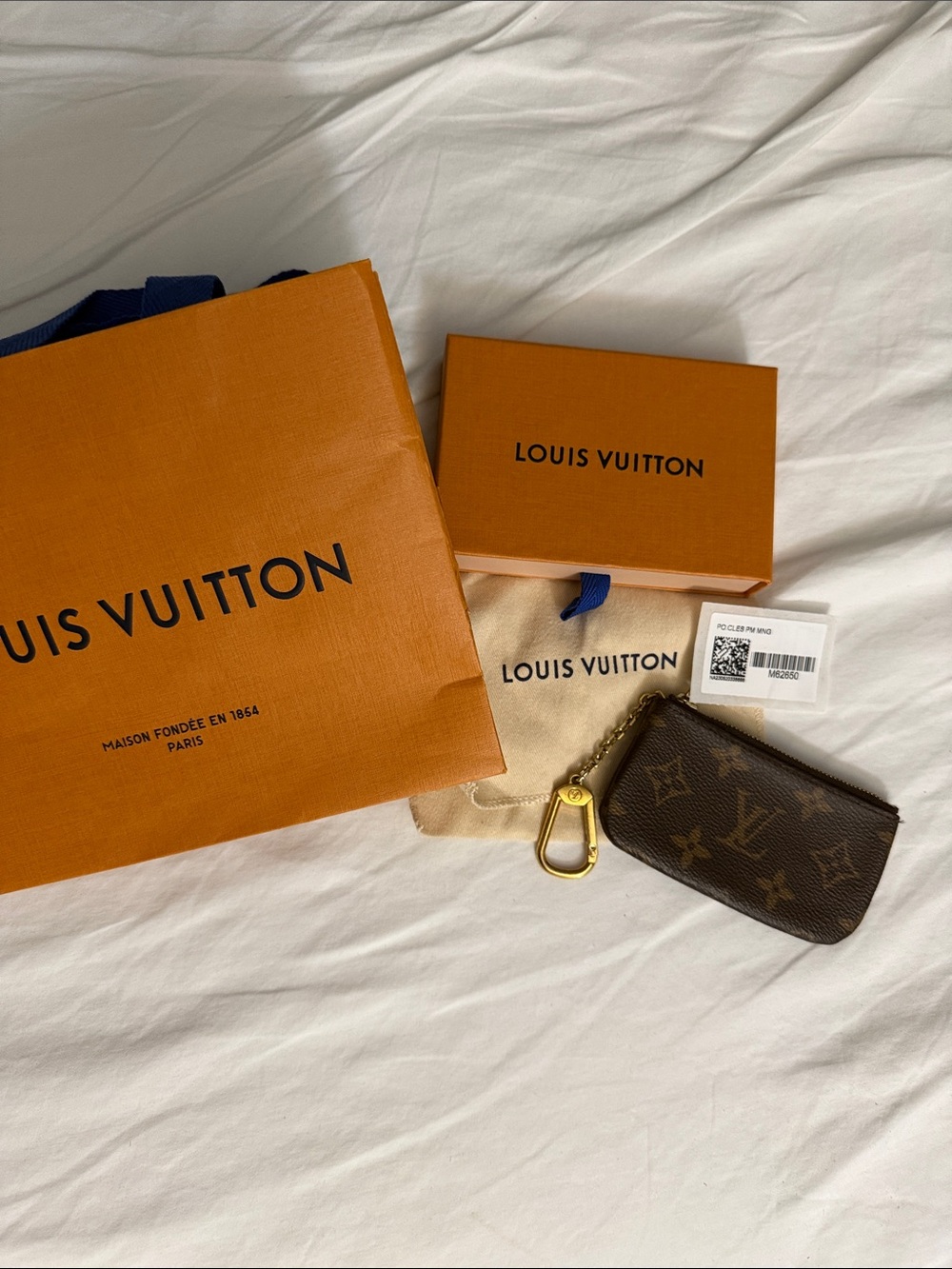 Louis Vuitton Monogram Key Pouch with Gold Tone Hardware